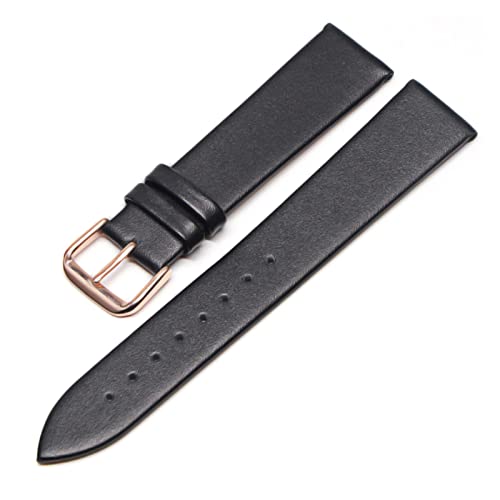 VISIYUBL Leder Uhrenbänder 18mm 20 mm 22 mm 24 mm schwarze braune Frauen Männer Uhren -Band -Gurtgürtel mit Schnalle (Color : Black-RG, Size : 16mm) von VISIYUBL