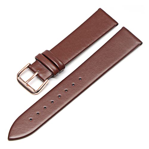 VISIYUBL Leder Uhrenbänder 18mm 20 mm 22 mm 24 mm schwarze braune Frauen Männer Uhren -Band -Gurtgürtel mit Schnalle (Color : Brown-RG, Size : 12mm) von VISIYUBL