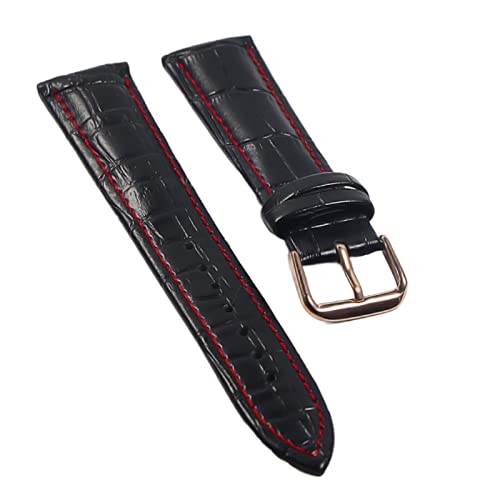 VISIYUBL Leder Uhrenbänder 18mm 20 mm 22mm Uhr Stahlstift Schnalle Bandband Armband Gürtel Armband Uhren Band (Color : Black Red-RG, Size : 12mm) von VISIYUBL