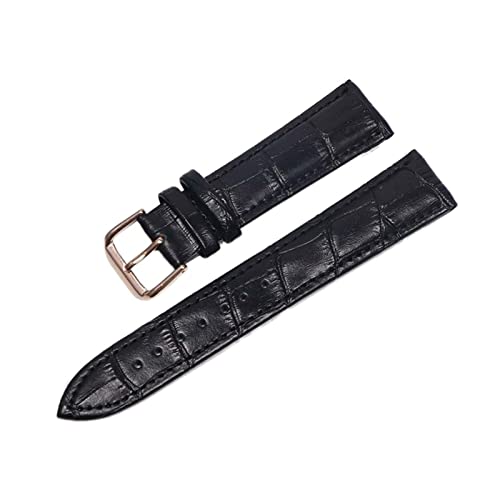 VISIYUBL Leder Uhrenbänder 18mm 20 mm 22mm Uhr Stahlstift Schnalle Bandband Armband Gürtel Armband Uhren Band (Color : Black Rose gold, Size : 14mm) von VISIYUBL