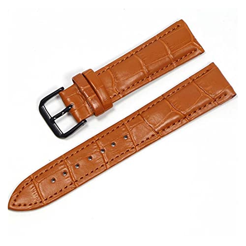 VISIYUBL Leder Uhrenbänder 18mm 20 mm 22mm Uhr Stahlstift Schnalle Bandband Armband Gürtel Armband Uhren Band (Color : Light brown black, Size : 18mm) von VISIYUBL