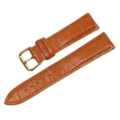 VISIYUBL Leder Uhrenbänder 18mm 20 mm 22mm Uhr Stahlstift Schnalle Bandband Armband Gürtel Armband Uhren Band (Color : Light brown gold, Size : 18mm) von VISIYUBL