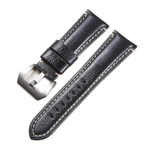 VISIYUBL Leder Uhrenbandband 20mm 22mm 24mm 26mm Uhrenband Ersatz Armbanduhr Zubehör for Panerai (Color : Blue silver, Size : 22mm) von VISIYUBL