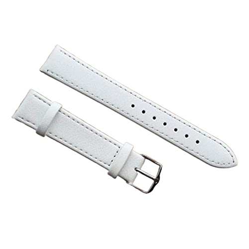 VISIYUBL Leder Uhrengurt 14mm 16 mm 18 mm 20 mm 22 mm weiß braun schwarzes weiches Leder -Uhr -Uhr -Accessoires mit Stecknadelschnalle (Color : White, Size : 20mm) von VISIYUBL