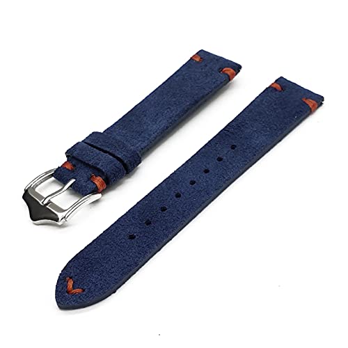 VISIYUBL Leder-Vintage-Uhr-Wickelbänder Quick-Release-Armband-Ersatz for Männer Frauen-Watch-Zubehör 20mm 22mm (Color : Blue-Orange line, Size : 20mm) von VISIYUBL