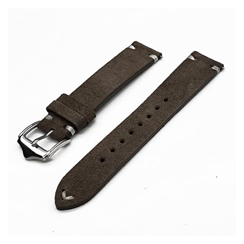 VISIYUBL Leder-Vintage-Uhr-Wickelbänder Quick-Release-Armband-Ersatz for Männer Frauen-Watch-Zubehör 20mm 22mm (Color : Grey-White line, Size : 22mm) von VISIYUBL