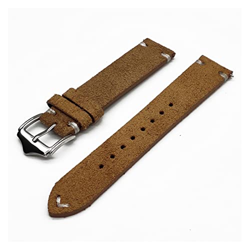 VISIYUBL Leder-Vintage-Uhr-Wickelbänder Quick-Release-Armband-Ersatz for Männer Frauen-Watch-Zubehör 20mm 22mm (Color : Khaki-White line, Size : 22mm) von VISIYUBL