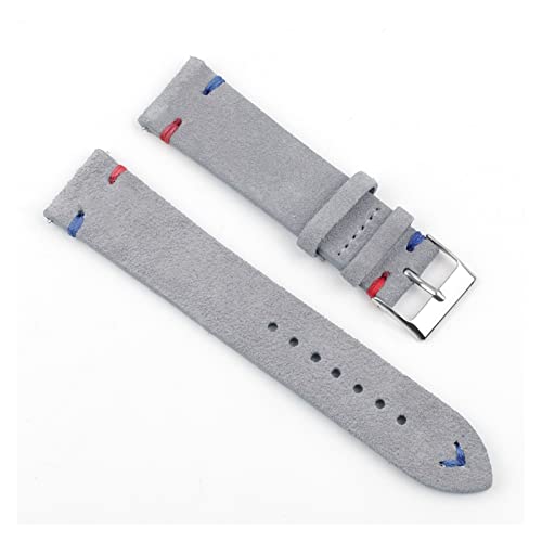 VISIYUBL Leder Vintage Uhrenarmband 18mm 20mm 22mm 24mm Royal Blue Watch Strap for Männer Frauen Uhren (Color : Gray-Red Blue Wire, Size : 18mm) von VISIYUBL