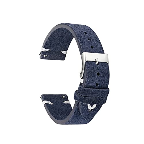 VISIYUBL Leder retro design uhrband leder uhrband 18mm 20mm 22mm 24mm Ersatz for Männer Frauen Uhrenband KZSD02. (Color : Blue-White Line, Size : 18mm) von VISIYUBL