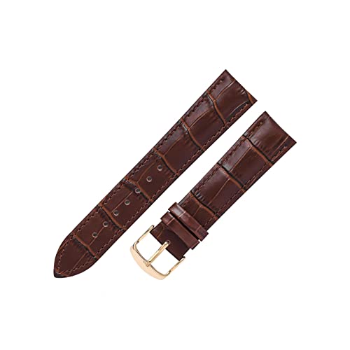 VISIYUBL Lederarmband 14/16/18/19/20/20/12/22mm Frauen Männer Watch Strap Business Strap Watch Armband Fit for Tissot Fit for DW (Color : Brown brown-Gold, Size : 18mm) von VISIYUBL