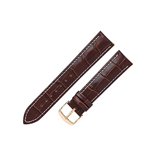 VISIYUBL Lederarmband 14/16/18/19/20/20/12/22mm Frauen Männer Watch Strap Business Strap Watch Armband Fit for Tissot Fit for DW (Color : Brown white-Gold, Size : 14mm) von VISIYUBL