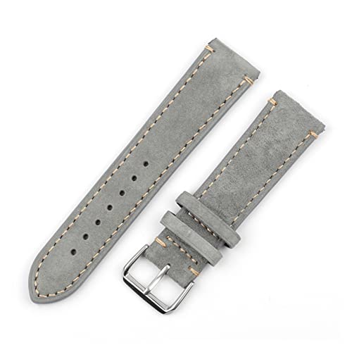 VISIYUBL Lederarmband 18mm 20mm 22mm 24mm Handgemachte Watchstrap for Männer Frauen Armbanduhr Ersatz (Color : Gray with wire, Size : 20mm) von VISIYUBL