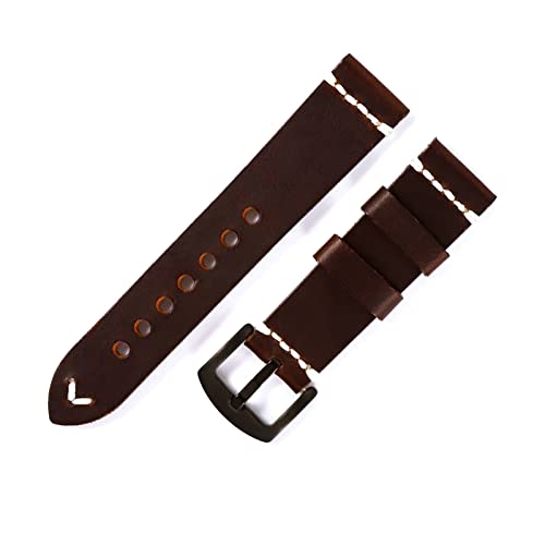 VISIYUBL Lederarmband 18mm 20mm 22mm Vintage Oil Wachs Uhr Armband Handgemachte Armband Fit for GT 2. PRO FIT GEAR S3 (Color : Coffee-black, Size : 20mm) von VISIYUBL