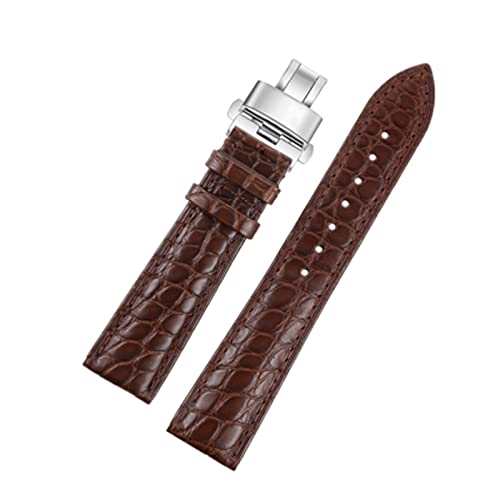 VISIYUBL Lederarmband Armband for 12/14 / 16/17/18/19/19/16/12 / 23mm Uhren Armbandgürtel Schmetterlingsschnalle (Color : Light brown, Size : 19mm) von VISIYUBL