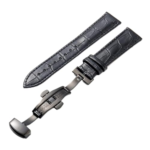 VISIYUBL Lederarmband mit Verschlussbanden Croco-Armband for Pulseira-Uhr in 14 16 18 19 20 21 22 24 mm (Color : Black Green, Size : 15mm) von VISIYUBL