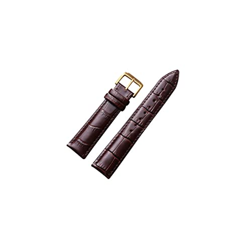 VISIYUBL Lederarmbands 18mm 20mm 22mm Schwarze dunkelbraune Frauen Männer Uhren Band Strap Gürtel mit Edelstahl Pin Schnalle (Color : Black, Size : 16mm) von VISIYUBL