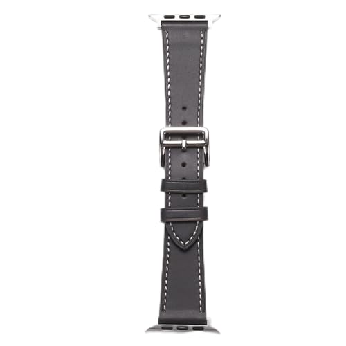 VISIYUBL Lederschleife Armband Gürtelbanduhr 6 SE 5 4 42mm 38mm 44mm 40mm Strap Fit for iWatch 6 5 4 Uhrenband (Color : Black Gray, Size : 42 or 45mm) von VISIYUBL