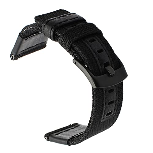 VISIYUBL Leinwand Nylon + Leder Uhrenarmband Fit for Jeep Diesel Fossil 20mm 22mm 24mm Männer Watch Strap längere Handgelenke Uhr Gürtel (Color : Black, Size : 22mm) von VISIYUBL