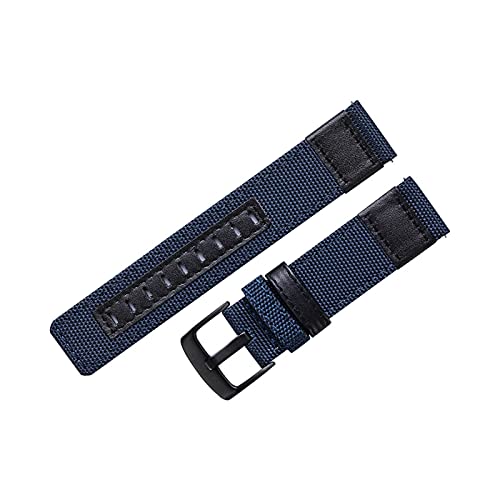 VISIYUBL Leinwand Nylon + Leder Uhrenband Fit for Jeep Diesel Fossil 20mm 22mm 24mm Männer Watch Strap Schneider Freisetzung Handgelenk Gurt Gürtel (Color : Blue, Size : 24mm) von VISIYUBL