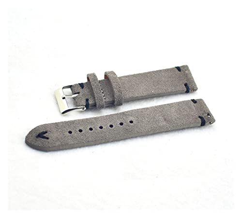 VISIYUBL Männer Frauen Armbands 18mm 20mm 22mm Graue Wildleder Handmade Vintage Armbanduhr Band Strap Metallschnalle KZSD05. (Color : Gray-Black Line, Size : 18mm) von VISIYUBL