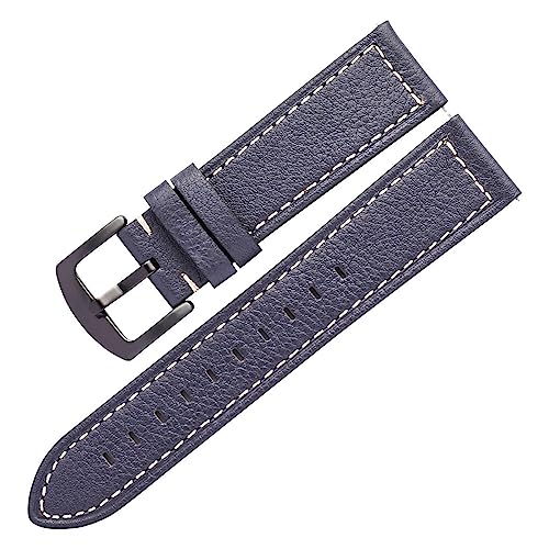 VISIYUBL Männer Frauen Smart Uhren Riemen Armbandleder 20mm 22mm Ölwachs Lederarmbands Fit for Huawei GT2 (Color : Dark blue, Size : 22mm) von VISIYUBL