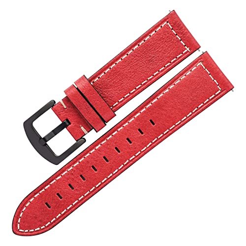 VISIYUBL Männer Frauen Smart Uhren Riemen Armbandleder 20mm 22mm Ölwachs Lederarmbands Fit for Huawei GT2 (Color : Red, Size : 20mm) von VISIYUBL