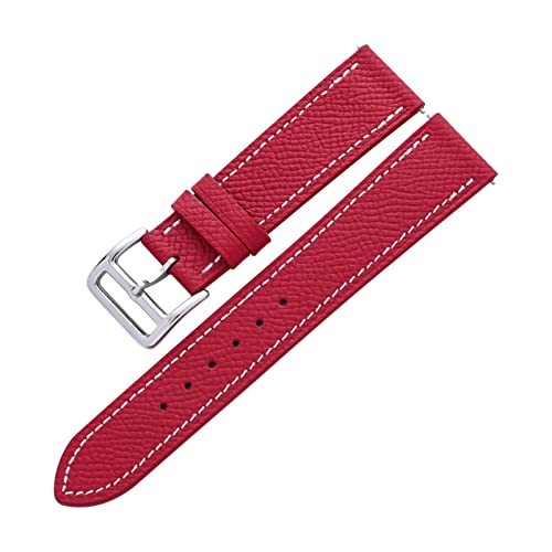 VISIYUBL Männer Frauen Unisex Luxuriöse Uhr Lederband 20mm Grau Rot Leder Uhrenband Weiße Uhr Zubehör (Color : Red, Size : 20mm) von VISIYUBL