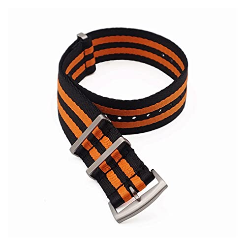 VISIYUBL Nylon-Armband. Nato. Gurt 20mm 22mm Generisches Uhrenbandsitz Gürtel Gürtel Ersatzuhr Zubehör for Männer (Color : Black Orange, Size : 22mm) von VISIYUBL