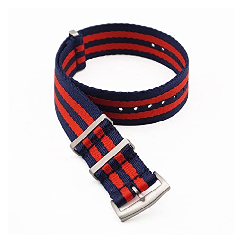 VISIYUBL Nylon-Armband. Nato. Gurt 20mm 22mm Uhrenbandsitz Gürtel Gürtel Ersatzuhr Zubehör for Männer (Color : Navy Red, Size : 20mm) von VISIYUBL