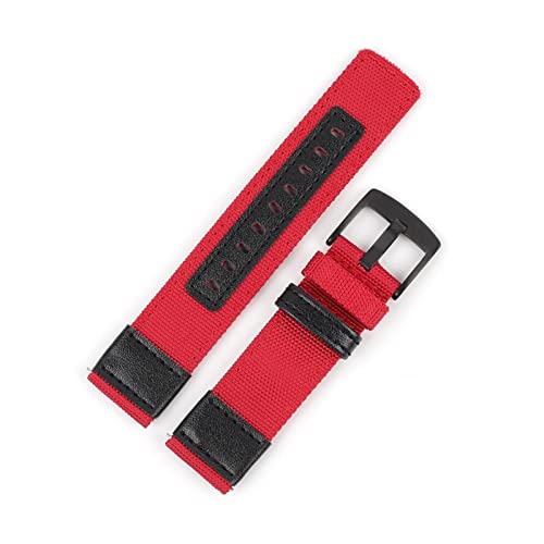 VISIYUBL Nylon-Leder-Armband 20mm 22mm Schnellspanner Watch-Träger Ersatz for Samsung S3 Fit for Huawei (Color : Red, Size : 20mm) von VISIYUBL