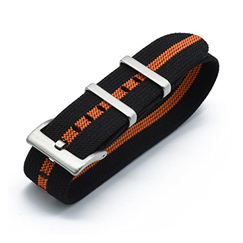 VISIYUBL Nylon NATO-Träger 20mm 22mm Uhren-Bands dauerhafte französische Truppen Militär-Fallschirm Spezielle elastische Uhren-Bands Ersatz for Männer (Color : Black Orange, Size : 22mm) von VISIYUBL