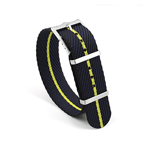 VISIYUBL Nylon Nato Strap Premium Sicherheitsgurt Armband 20mm 22m Militär Sport Armband Ersatzuhr Zubehör for Tudor (Color : Black-yellow-black, Size : 20mm) von VISIYUBL