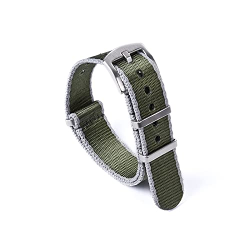 VISIYUBL Nylon Nato Watch Strap 20 22mm Uhrenband Fit for James Bond 007 Military Seat Gurte Armband Fit for Omega Rolex Zubehör Ersatz (Color : Green Gray Edge, Size : 20mm) von VISIYUBL