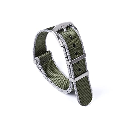 VISIYUBL Nylon Nato Watch Strap 20 22mm Uhrenband Fit for James Bond 007 Military Seat Gurte Armband Fit for Omega Rolex Zubehör Ersatz (Color : Green Gray Edge, Size : 22mm) von VISIYUBL