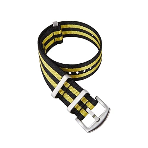 VISIYUBL Nylongurte fit for NATO Passt for ZULU Uhrenbandgurte Ersatz for französische Truppen Fallschirmierbeutel Männer Frauen Uhr Accessoires 20mm 22 mm (Color : Black yellow, Size : 22mm) von VISIYUBL