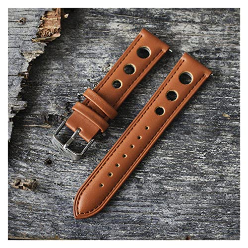 VISIYUBL Original Leder Handmade Armbanduhr Band Strap Gürtel Edelstahl Verschluss for Männer Frauen Uhrenband 18 20 22 24 mm KZ3H04. (Color : Brown, Size : 20mm) von VISIYUBL