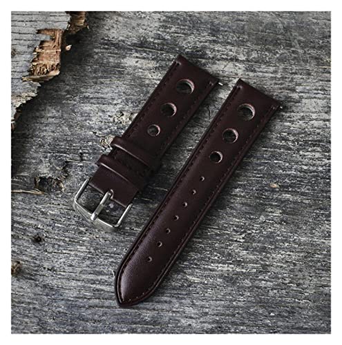 VISIYUBL Original Leder Handmade Armbanduhr Band Strap Gürtel Edelstahl Verschluss for Männer Frauen Uhrenband 18 20 22 24 mm KZ3H04. (Color : Wine Red, Size : 18mm) von VISIYUBL