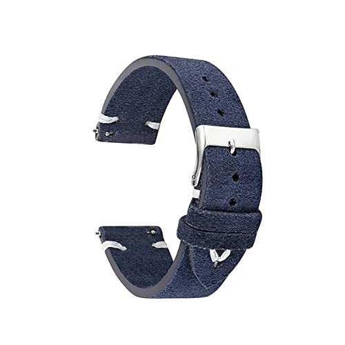 VISIYUBL Original Leder Uhrenarmband Leder Uhren Riemen Gürtel 18mm 20mm 22mm Uhrenband for Männer Frauen KZSD02. (Color : Blue-White Line, Size : 22mm) von VISIYUBL