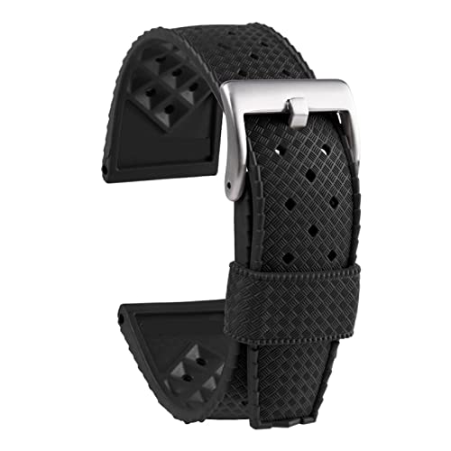 VISIYUBL Passt for Iwc Fit for Seiko5 Fit for Astron Armband Silikon Armband 20mm 22mm Sport Gummi Strap Sport Wasserdicht (Color : Black-silve, Size : 22mm) von VISIYUBL