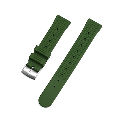 VISIYUBL Premium-Fluor-Gummi-Waffel-Watch-Strap 20mm 22mm-Armbands for Seiko Tauchen wasserdichte Armband-Armband-Zubehör-Ersatz (Color : Rubber Green, Size : 22mm) von VISIYUBL