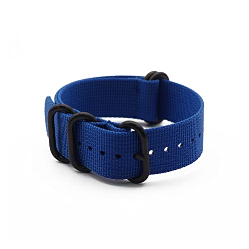 VISIYUBL Premium Nylon Black Ringe Buckle Armband Armband Armband Band Nato. Zulu Watch Strap 20mm 22mm Ersetzen Sie das Uhrenband (Color : Blue, Size : 20mm) von VISIYUBL