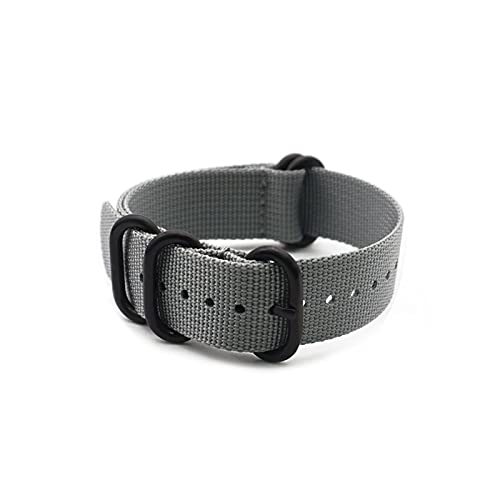 VISIYUBL Premium Nylon Black Ringe Buckle Armband Armband Armband Band Nato. Zulu Watch Strap 20mm 22mm Ersetzen Sie das Uhrenband (Color : Gray, Size : 20mm) von VISIYUBL