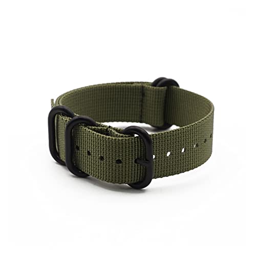 VISIYUBL Premium Nylon Black Ringe Buckle Armband Armband Armband Band Nato. Zulu Watch Strap 20mm 22mm Ersetzen Sie das Uhrenband (Color : Green, Size : 20mm) von VISIYUBL