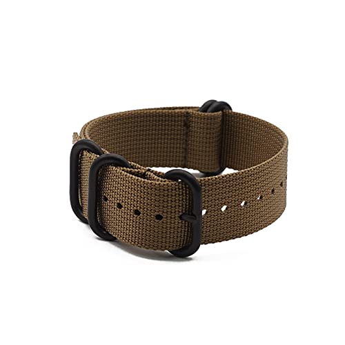 VISIYUBL Premium Nylon Black Ringe Buckle Armband Armband Armband Band Nato. Zulu Watch Strap 20mm 22mm Ersetzen Sie das Uhrenband (Color : Khaki, Size : 20mm) von VISIYUBL