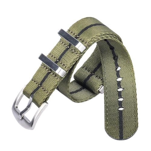 VISIYUBL Premium Nylon NATO-Gurt 20mm 22mm Sicherheitsgurt-Uhr-Band-Sport-Fit for 007 Fit for James Bond-Armband-Ersatz (Color : Black Green, Size : 20mm) von VISIYUBL
