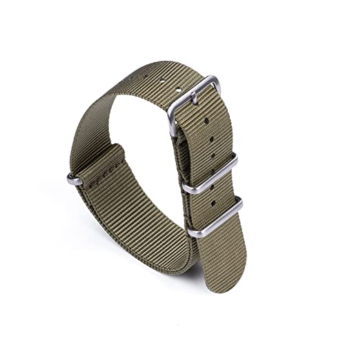 VISIYUBL Premium-Uringbone 20mm 22mm Sicherheitsgurt-Uhr-Band Nylon-NATO-Strap Fit for 007 Fit for James Bond Military Striped Ersatzuhr (Color : Light green, Size : 22mm) von VISIYUBL