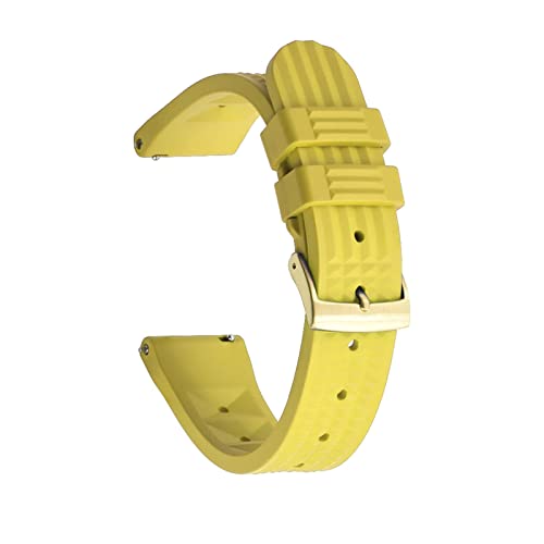 VISIYUBL Release-Fluor-Gummi-Uhr-Waffel 2 0mm Uhrenbügel Fit for Seiko Tauchen Wasserdichte Armbandzubehör Ersatz (Color : Yellow Gold, Size : 20mm) von VISIYUBL