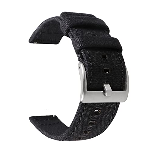 VISIYUBL Release Watch Armband for Männer Frauen Premium Nylon Uhr fit for Samsung Fit for Galaxy Fit for Huawei Uhr fit for Hamilton Fit for Khaki 18mm 20mm 22 mm (Color : Black-silver buckle, Size von VISIYUBL