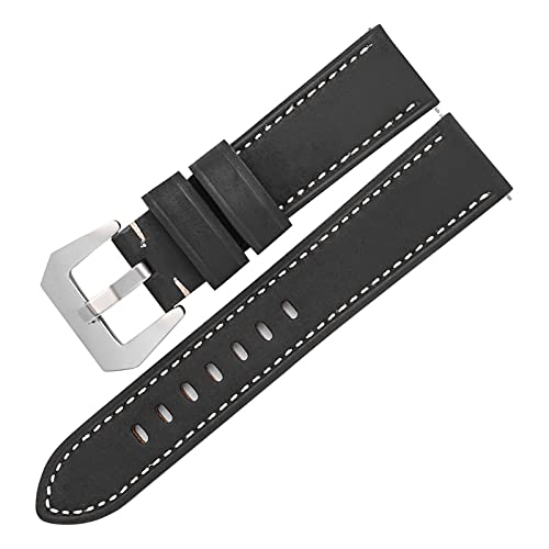 VISIYUBL Retro Herren Leather Watch-Riemen 22mm 24mm Leder Armband Armbands Schnelle Freisetzung (Color : Black, Size : 22mm) von VISIYUBL