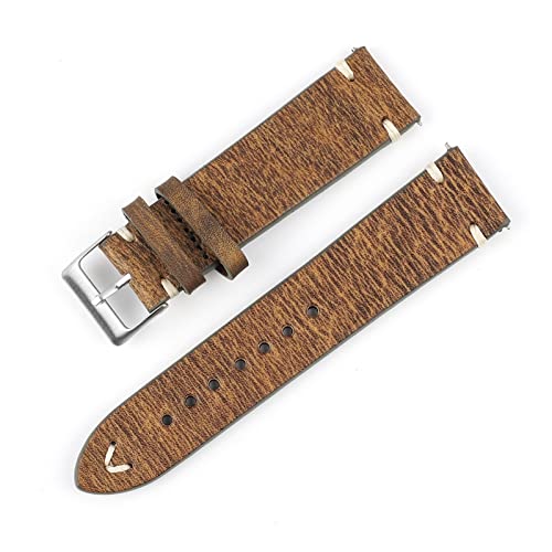 VISIYUBL Retro Leder Armband 18mm 20mm 22mm 24mm Stanieller Stahl Pin Schnalle Watch Strap Band Gürtel Ersatz (Color : G-Green, Size : 24mm) von VISIYUBL